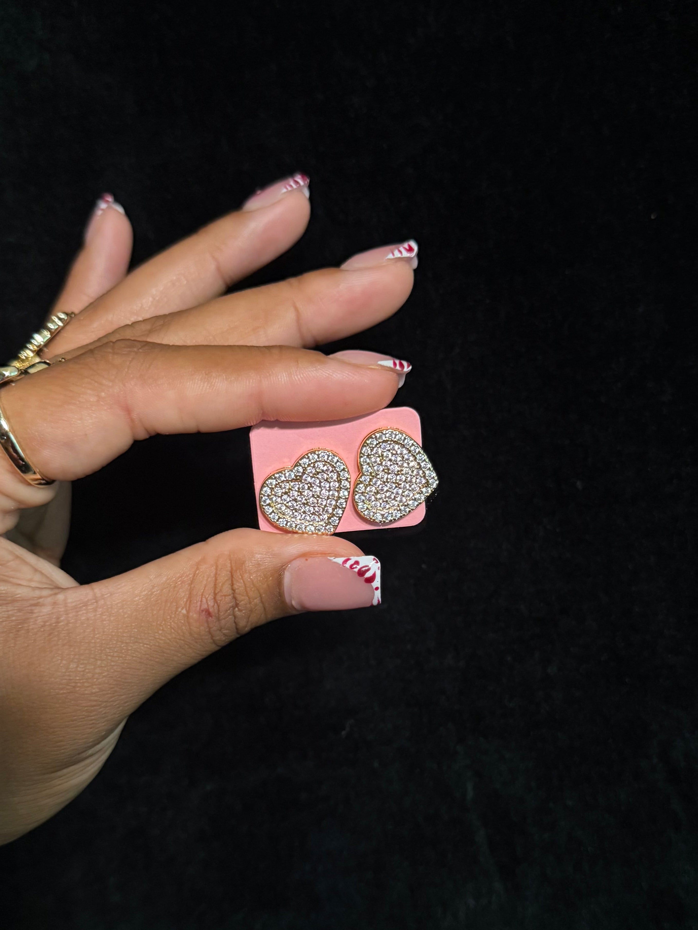 Pink Heart Studded Earrings